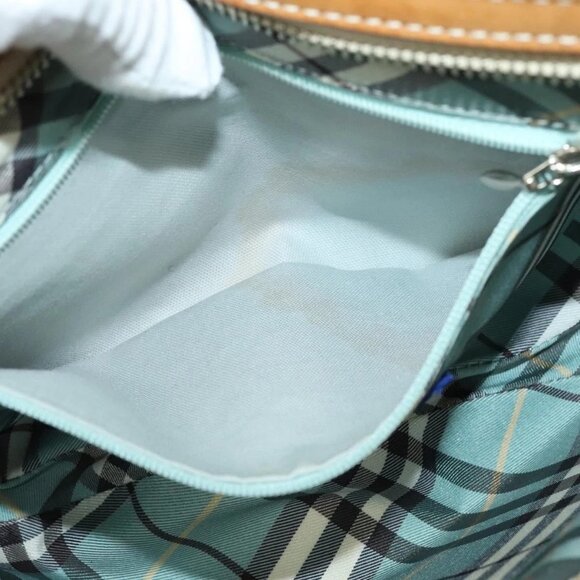 BURBERRY Blue Label Shoulder Bag Canvas Light Blue Silver Auth - Picture 13 of 16